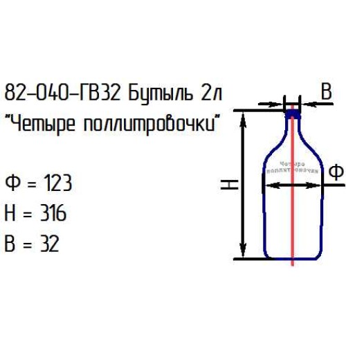 Бутыль 82-040-ГВ32 "Четыре поллитровочки" 2 л. проз.с крышкой (И)