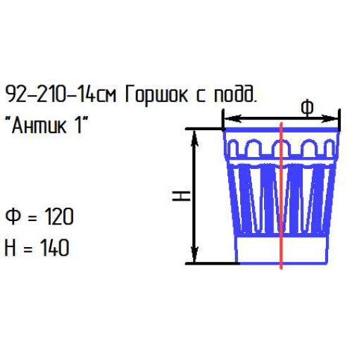 Горшок с подд. 92-210-14 см. "Антик 1" мята (И)