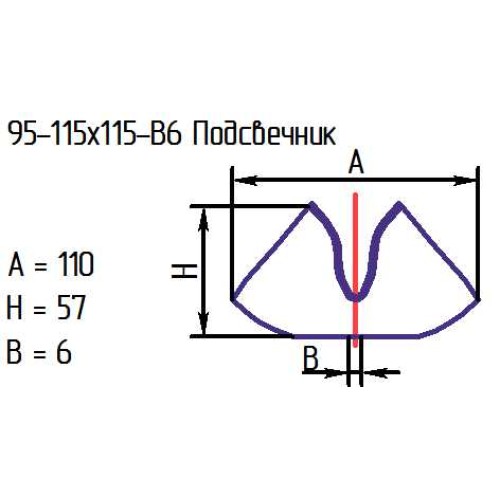 Подсвечник 95-115х115-в6 рубин. 1 цв.