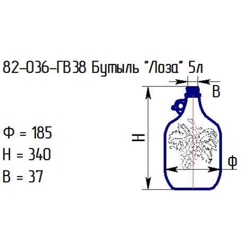 Бутыль 82-036-ГВ38 "Лоза" 5л. проз.с крышкой