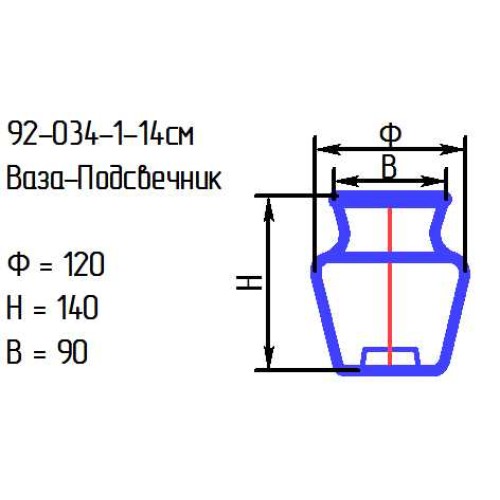 Ваза-подсвечник 92-034-1-14 см. алеб.крш.сир.