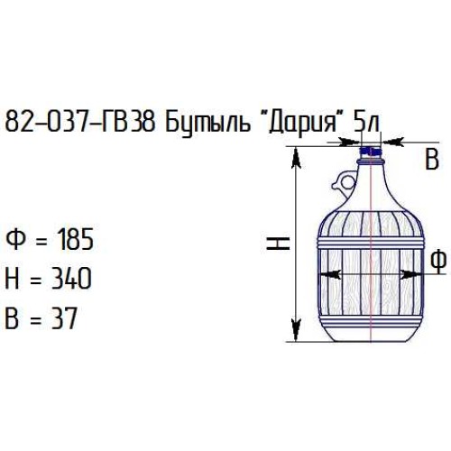 Бутыль 82-037-ГВ38 "Дария" 5л. проз.крш.зел.574С с крышкой (И)