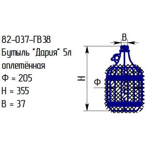 Бутыль 82-037-ГВ38 "Дария" 5л. проз.с крышкой оплетенная полностью
