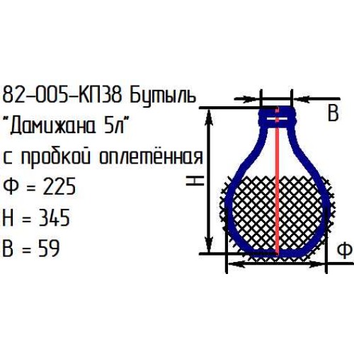 Бутыль 82-005-КП38 "Дамижана 5 л." проз.с пробкой оплетенная (И)