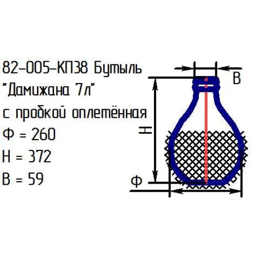 Бутыль 82-005-КП38 "Дамижана 7 л." проз.с пробкой оплетенная с переноской (И)