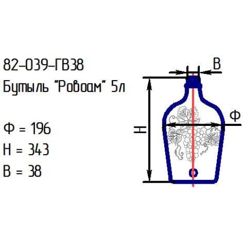 Бутыль 82-039-ГВ38 "Ровоам" 5л. проз.крш.зел.574С