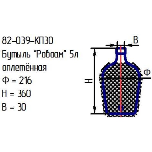 Бутыль 82-039-КП30 "Ровоам" 5л. проз.с пробкой оплетенная