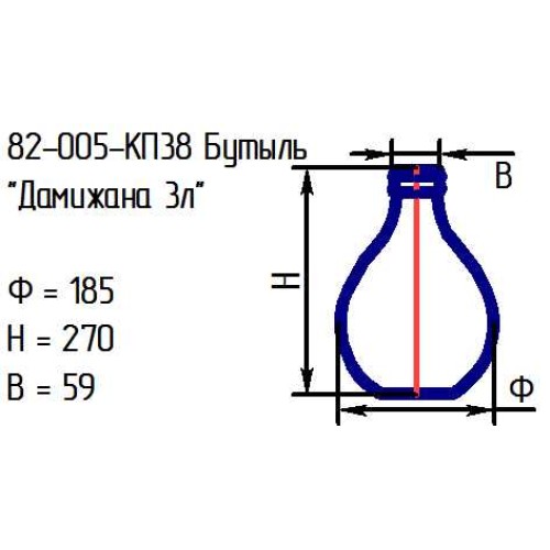 Бутыль 82-005-КП38 "Дамижана 3 л." проз.крш.зел.574С с пробкой