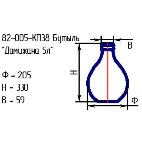 Бутыль 82-005-КП38 "Дамижана 5 л." проз.