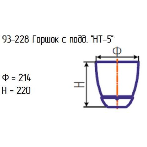 Горшок с подд. 93-228-ф214/h187 "НТ-5" алеб.крш.жел.орж.