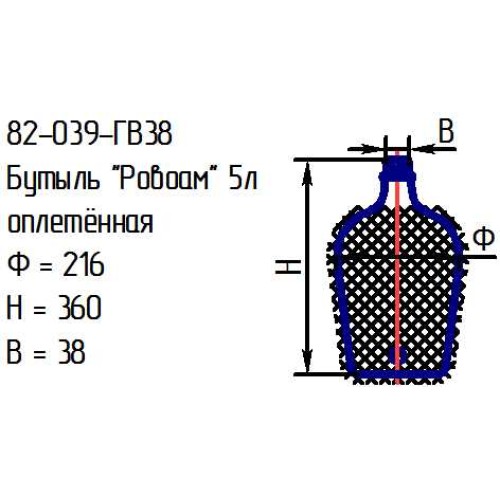 Бутыль 82-039-ГВ38 "Ровоам" 5л. проз.с крышкой оплетенная (И)