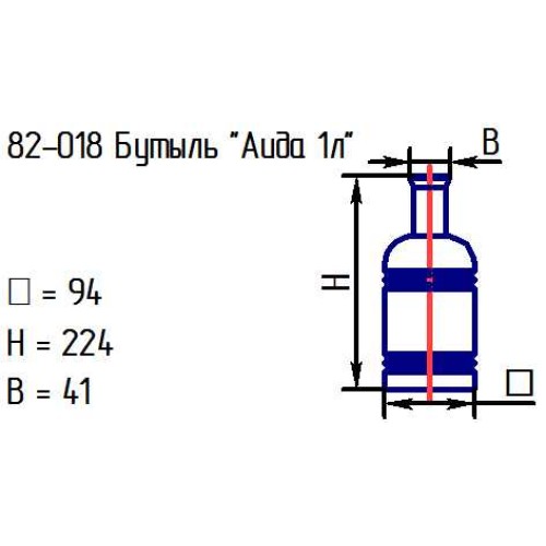 Бутыль 82-018 "Аида 1 л." проз.с пробкой