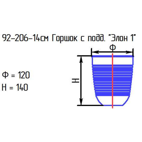 Горшок с подд. 92-206-14 см. "Элон 1" "Малахит золотистый" (И)